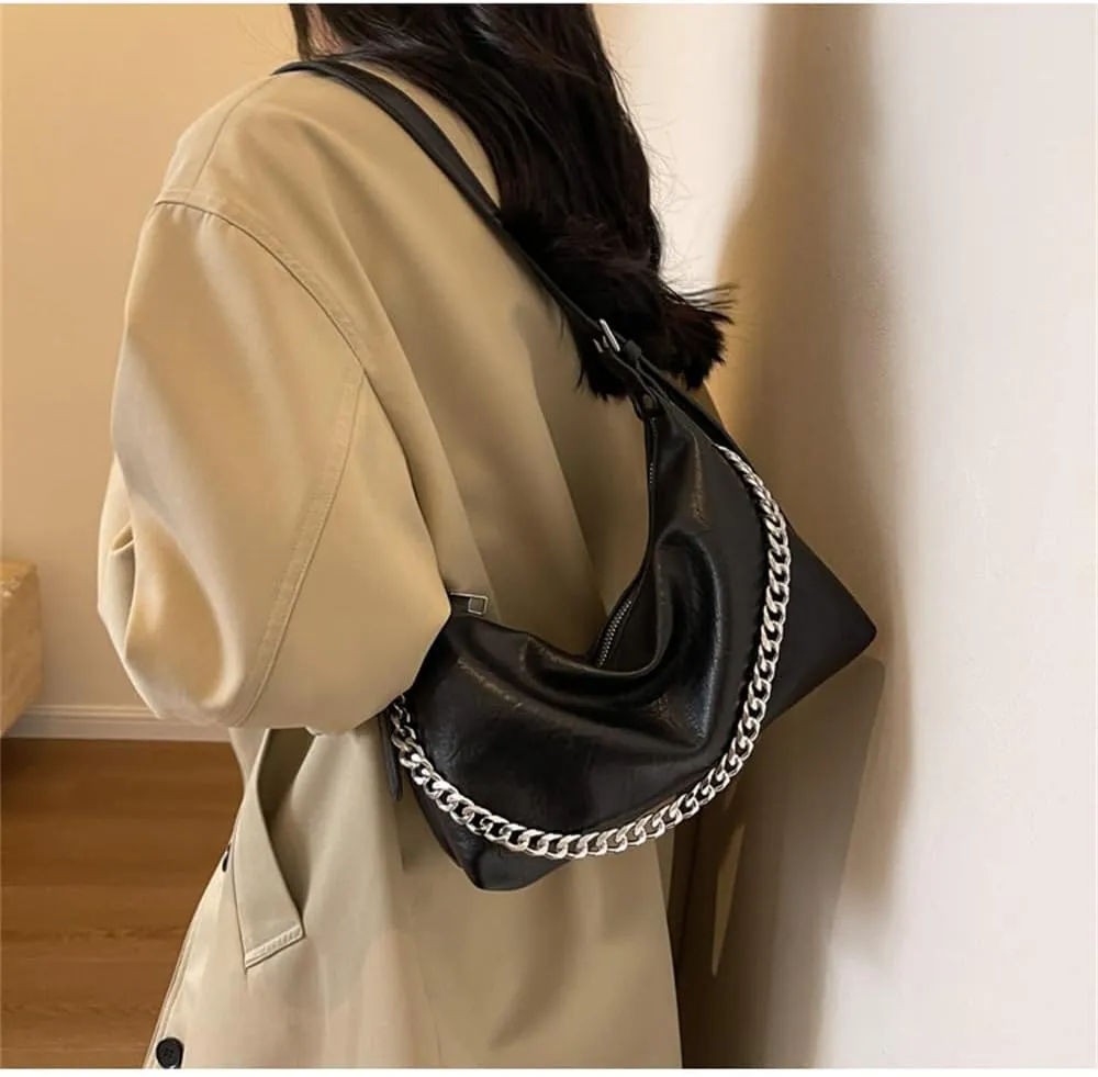 Hobo Bag with Chain for Women Leather Shoulder Dumpling Bag Vintage Hobo Crescent Bag Designer Purses and Handbags