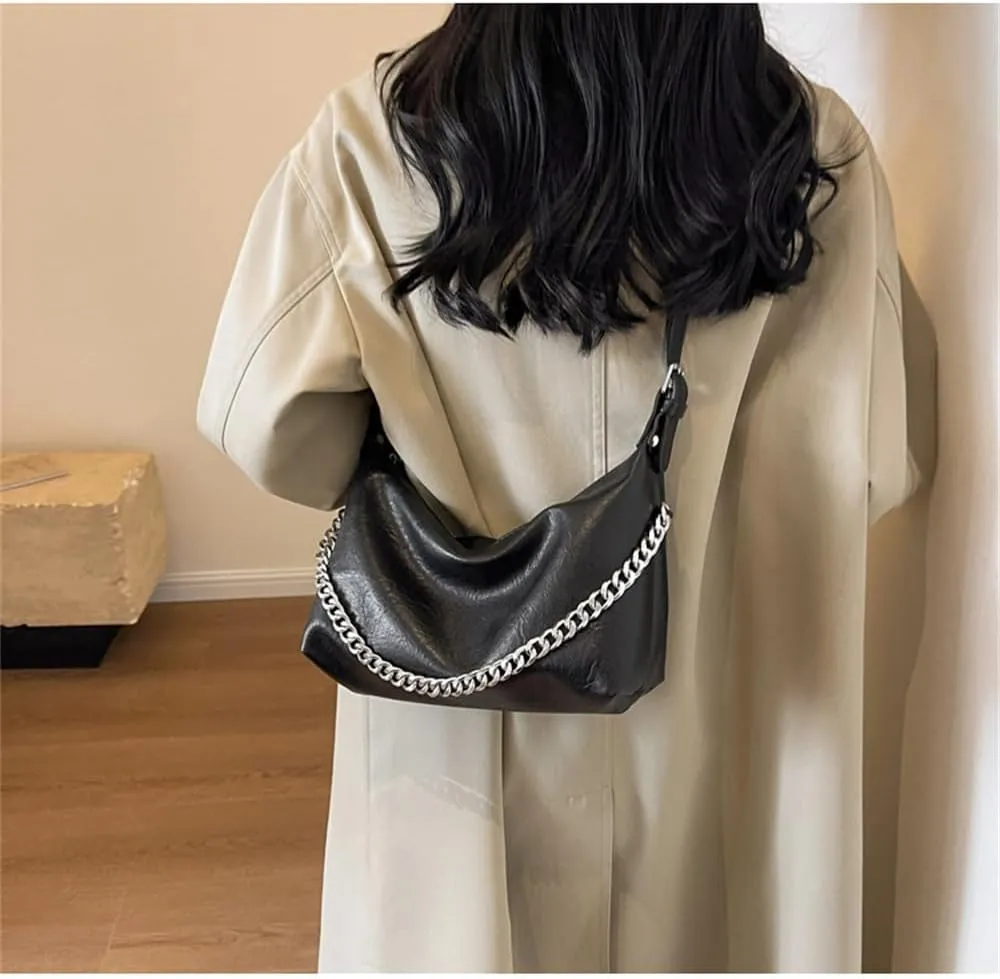 Hobo Bag with Chain for Women Leather Shoulder Dumpling Bag Vintage Hobo Crescent Bag Designer Purses and Handbags
