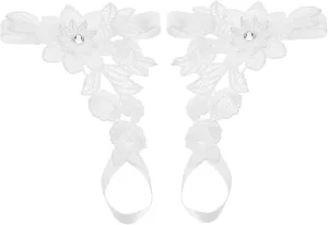 Homoyoyo Woman Vintage Lace Flower Ankle Chain Anklets for Wedding Prom Beach Elegant Rhinestone Foot Jewelry Comfortable Lightweight Design Fits Women