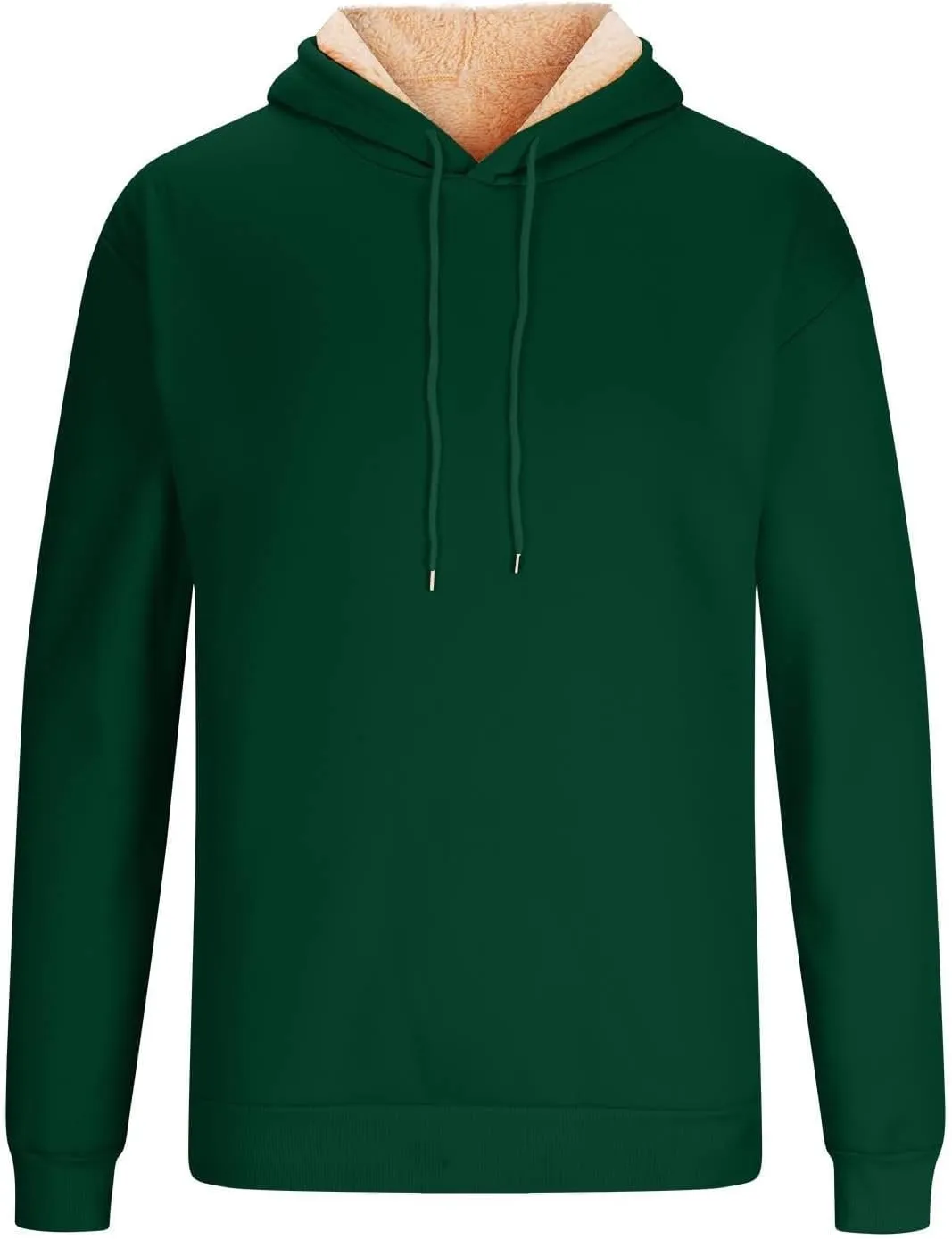 Hoodies For Men Heavyweight Fuzzy Warm Lined Winter Hooded Pullover Thick Sweatshirt Long Sleeved Round Neck Tops