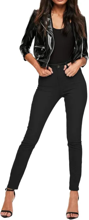 Hybrid & Company Womens Classic Denim Mid Rise Skinny Jeans Super Stretch Pants