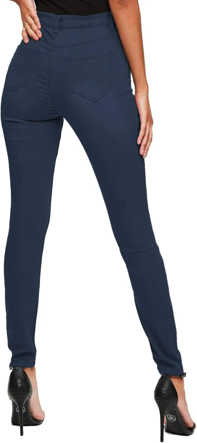 Hybrid & Company Womens Classic Denim Mid Rise Skinny Jeans Super Stretch Pants