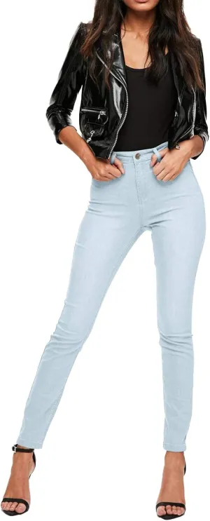 Hybrid & Company Womens Classic Denim Mid Rise Skinny Jeans Super Stretch Pants
