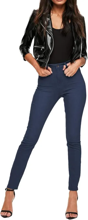 Hybrid & Company Womens Classic Denim Mid Rise Skinny Jeans Super Stretch Pants