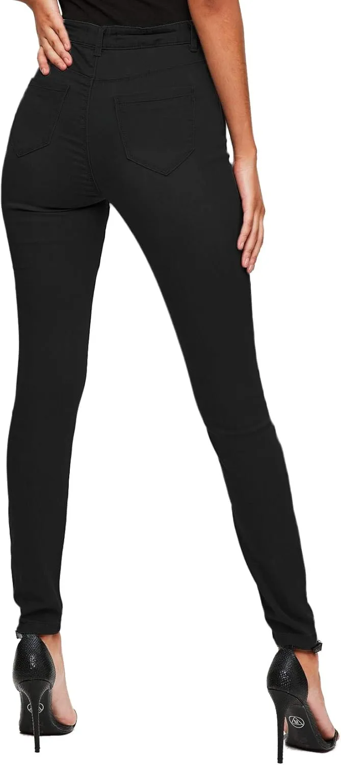 Hybrid & Company Womens Classic Denim Mid Rise Skinny Jeans Super Stretch Pants