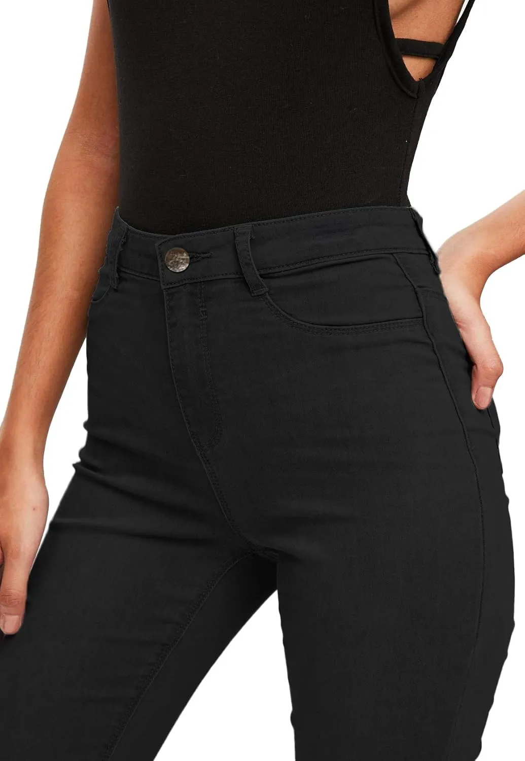Hybrid & Company Womens Classic Denim Mid Rise Skinny Jeans Super Stretch Pants