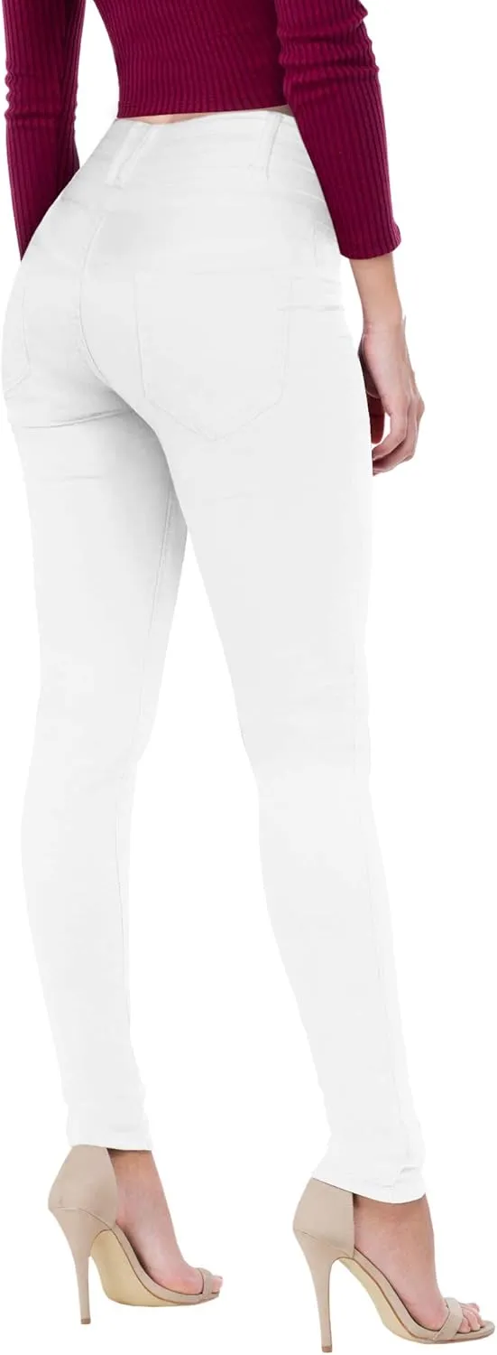 Hybrid & Company Womens Classic Denim Mid Rise Skinny Jeans Super Stretch Pants
