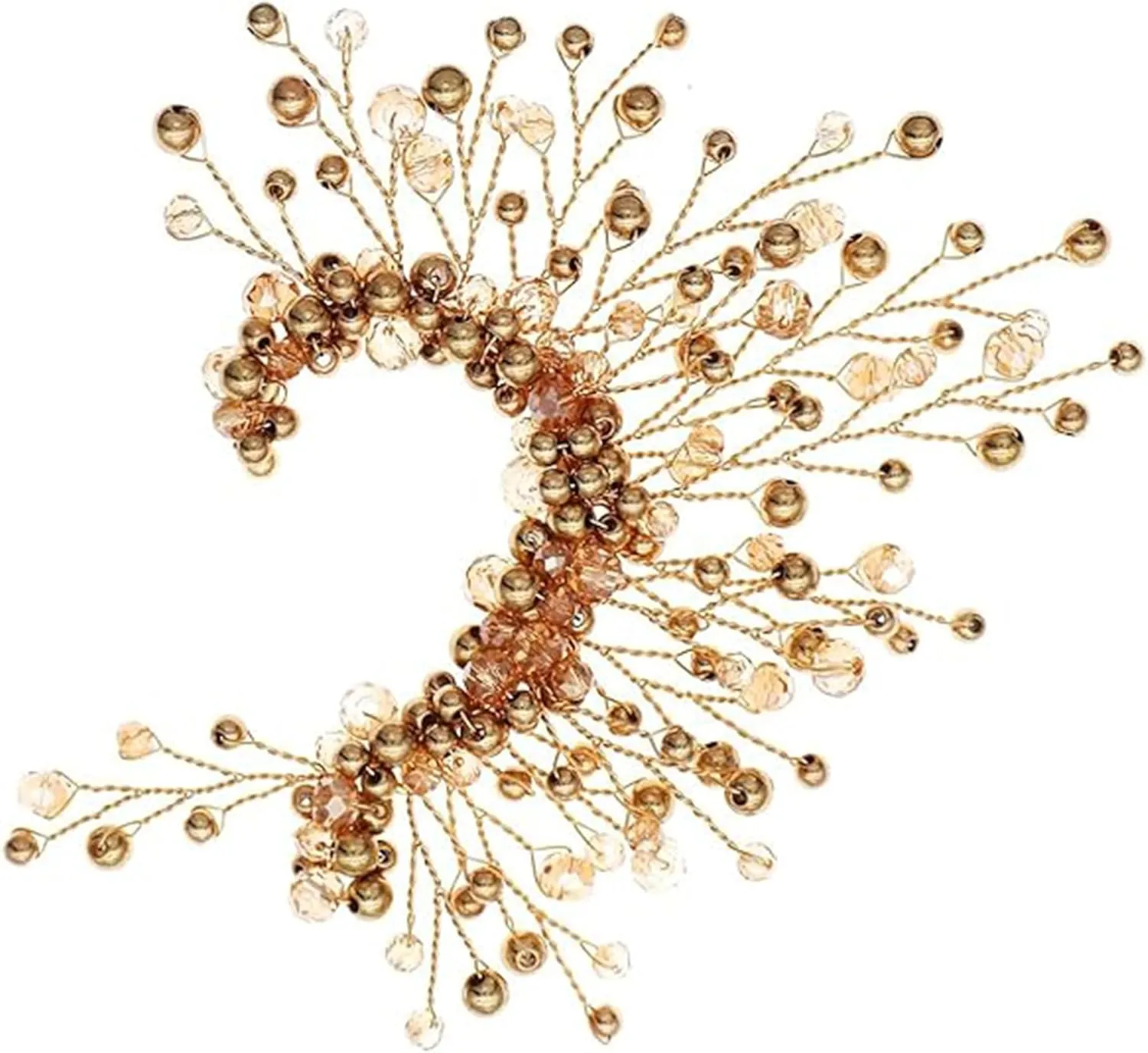 Hypoallergenic Ear Cuffs Earrings for Women Non Piercing Trendy Champagne Gold Bead Jewelry for Weddings and Special Occasions