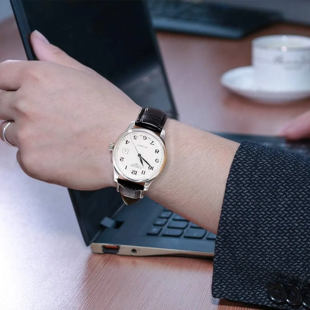 iStrap Leather Watch band Alligator Grain Calfskin Replacement Strap Stainless Steel Buckle Bracelet for Men Women-18mm 19mm 20mm 21mm 22mm 24mm-Black Brown