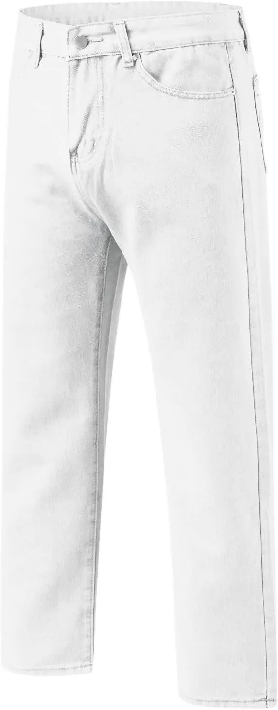Jeans for Men Relaxed Fit, Men's Loose Solid Color Washed Jeans Harem Pants Fashion Casual Denim Pants Streetwear