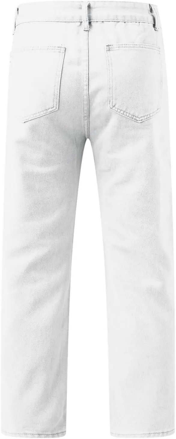 Jeans for Men Relaxed Fit, Men's Loose Solid Color Washed Jeans Harem Pants Fashion Casual Denim Pants Streetwear