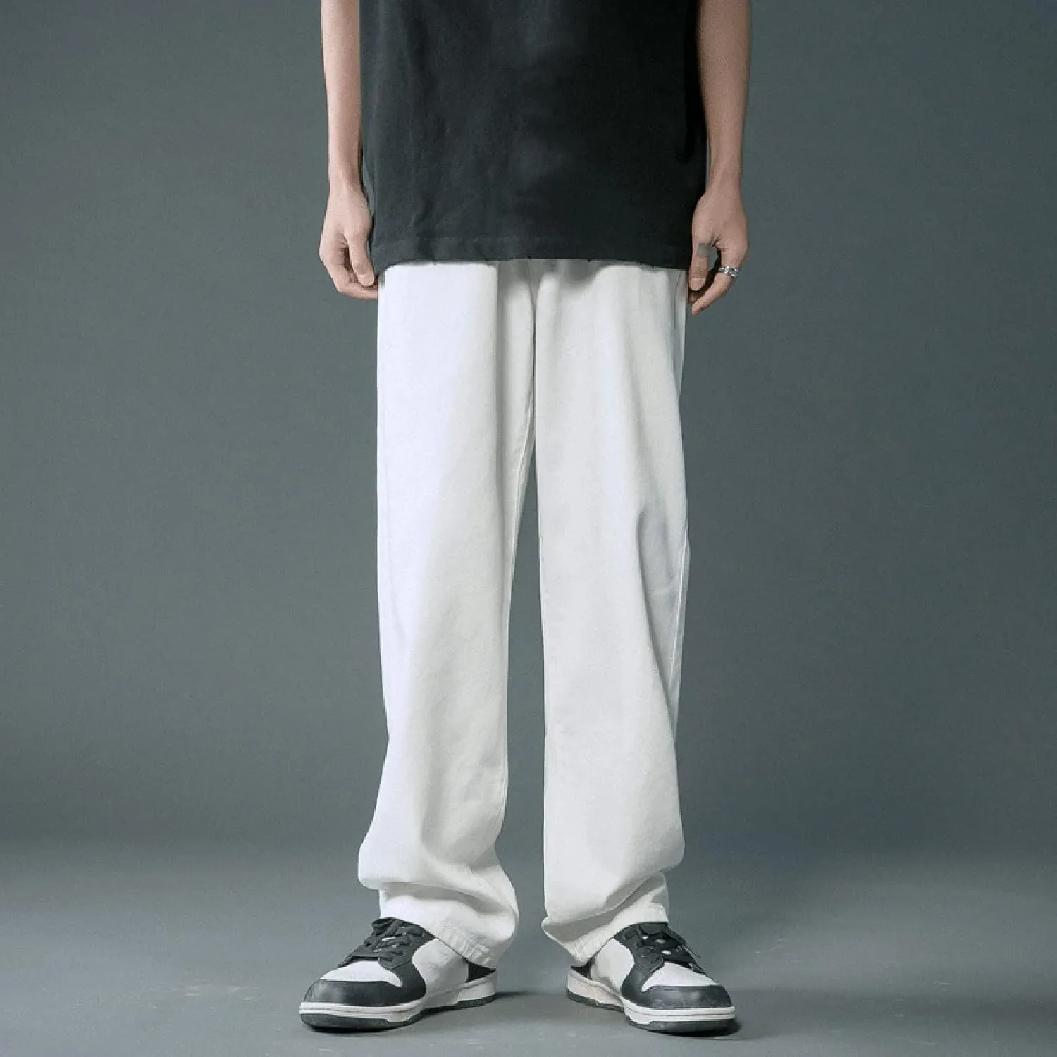 Jeans for Men Relaxed Fit, Men's Loose Solid Color Washed Jeans Harem Pants Fashion Casual Denim Pants Streetwear