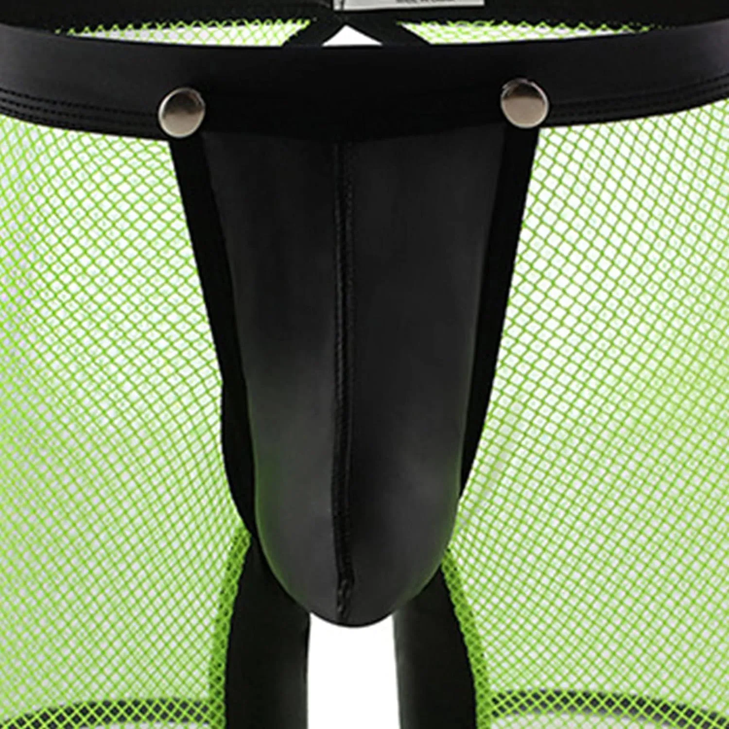 JEsilunmaMY Men's Mesh Leather Pouch Underwear Sexy Low Waist Hollow Boxer Briefs See Through Breathable Shorts Trunks