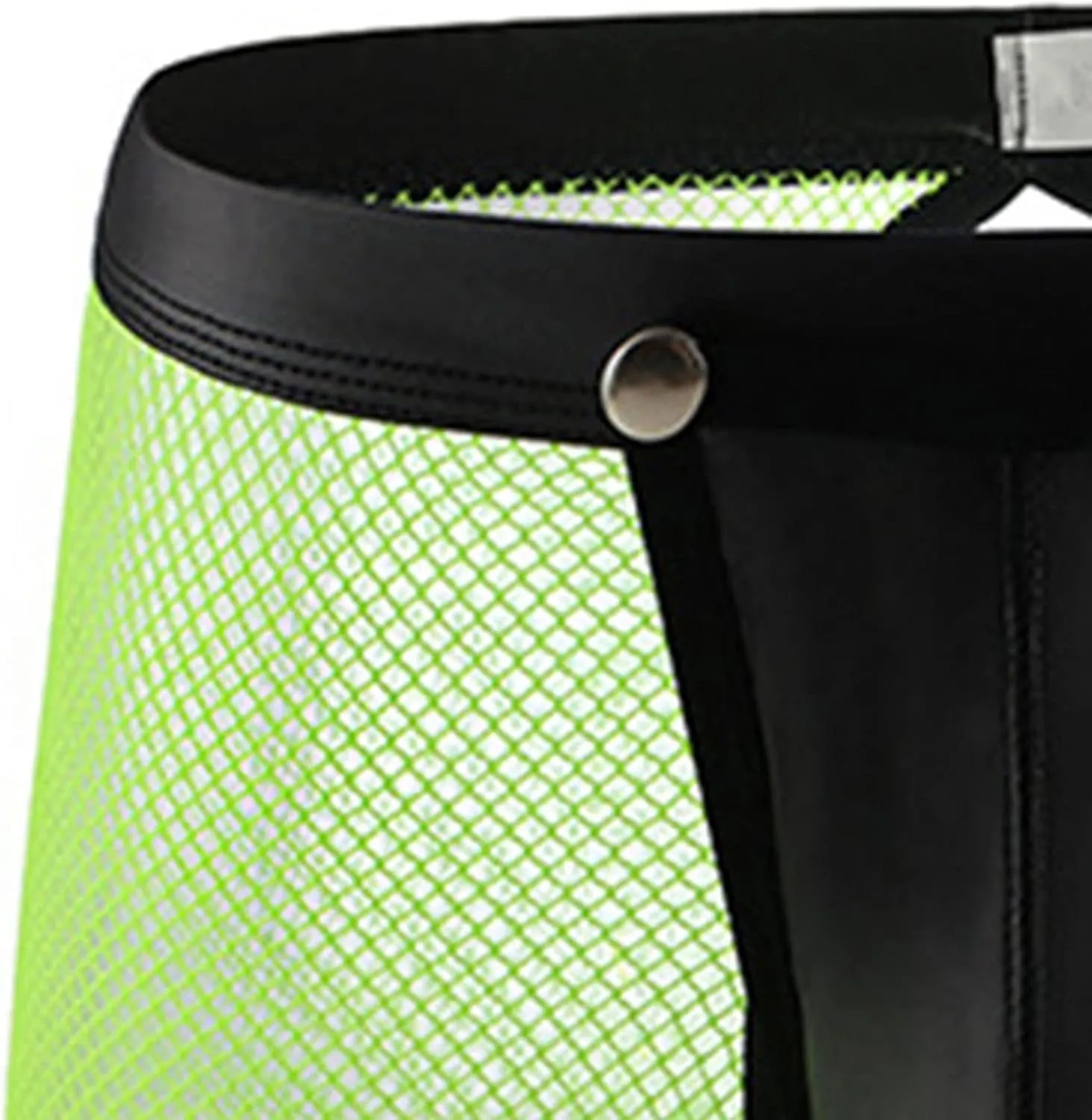 JEsilunmaMY Men's Mesh Leather Pouch Underwear Sexy Low Waist Hollow Boxer Briefs See Through Breathable Shorts Trunks