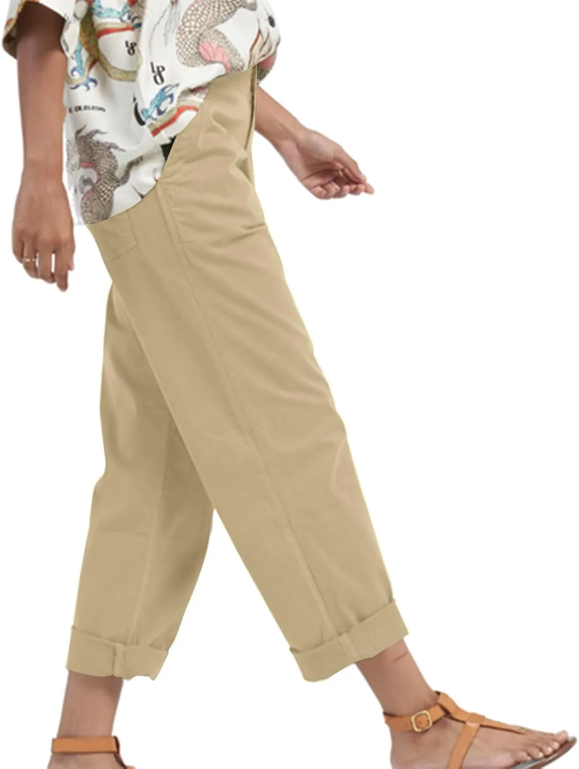 JOAU High Waisted Dress Pants for Women Business Casual Tapered Pants Loose Fit Lightweight Comfy Work Trousers with Pockets