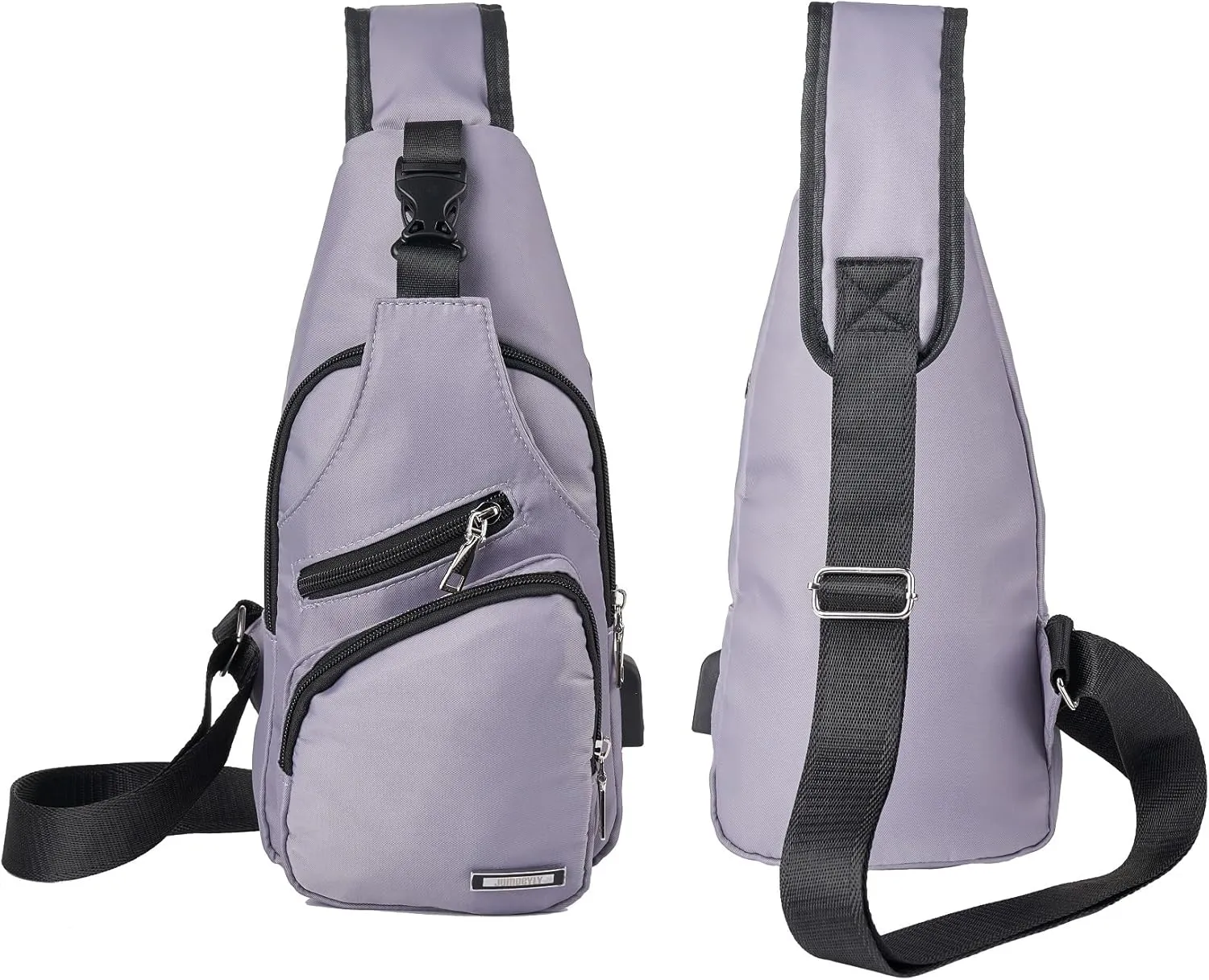 JUMO CYLY Mens Sling Bag, Leather Sling Bag with USB Charging Port Waterproof Casual Daypack Chest Crossbody Bag