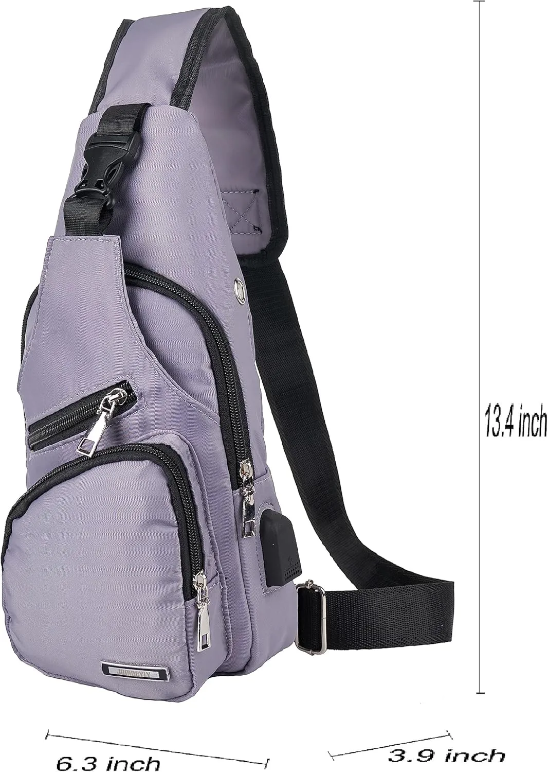 JUMO CYLY Mens Sling Bag, Leather Sling Bag with USB Charging Port Waterproof Casual Daypack Chest Crossbody Bag