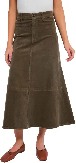 Kedera Women's Corduroy Midi Skirts High Waist A-Line Midi Length Skirt Long Winter Skirts Casual Button Front Skirts