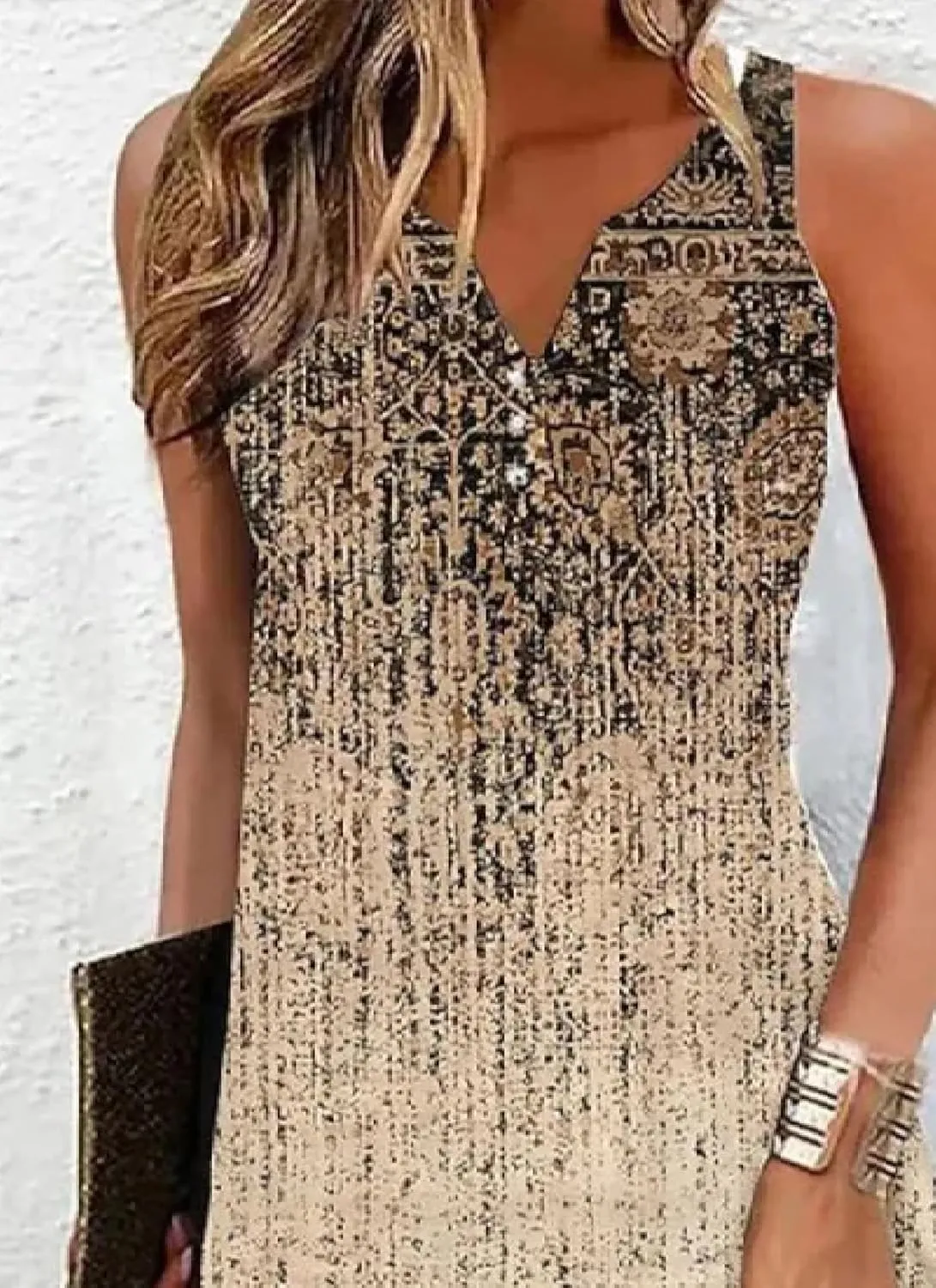Khaki Print Sleeveless Summer Straps Dress for Women Sundress Casual Beach Mini Dresses