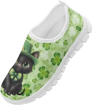 Kids St. Patrick's Day Shoes Cute Breathable Running Sneakers Boys Girls Fashion Slip On Casual Walking Shoe for Athletic US 11-15 White Sole