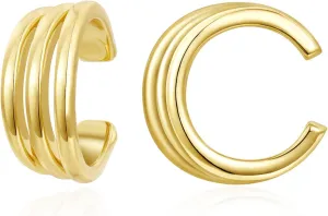 KissYan Ear Cuffs Earrings for Women, 14K Gold Plated Ear Cuff for Non-Pierced Clip On Cartilage Adjustable Open Hoop Earring Dainty Pave CZ Fashion Lightweight Jewelry Gifts