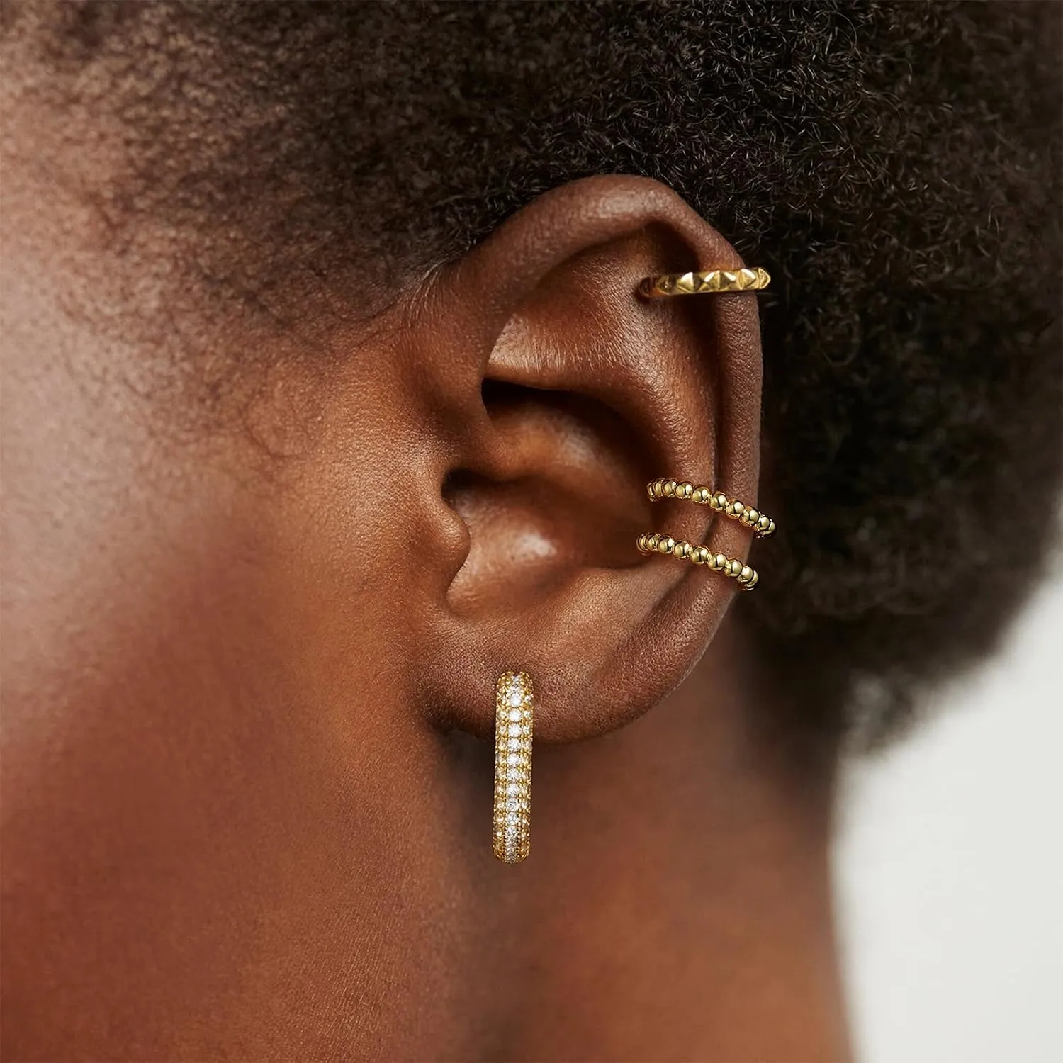 KissYan Ear Cuffs Earrings for Women, 14K Gold Plated Ear Cuff for Non-Pierced Clip On Cartilage Adjustable Open Hoop Earring Dainty Pave CZ Fashion Lightweight Jewelry Gifts