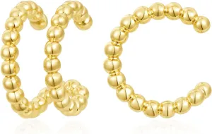 KissYan Ear Cuffs Earrings for Women, 14K Gold Plated Ear Cuff for Non-Pierced Clip On Cartilage Adjustable Open Hoop Earring Dainty Pave CZ Fashion Lightweight Jewelry Gifts