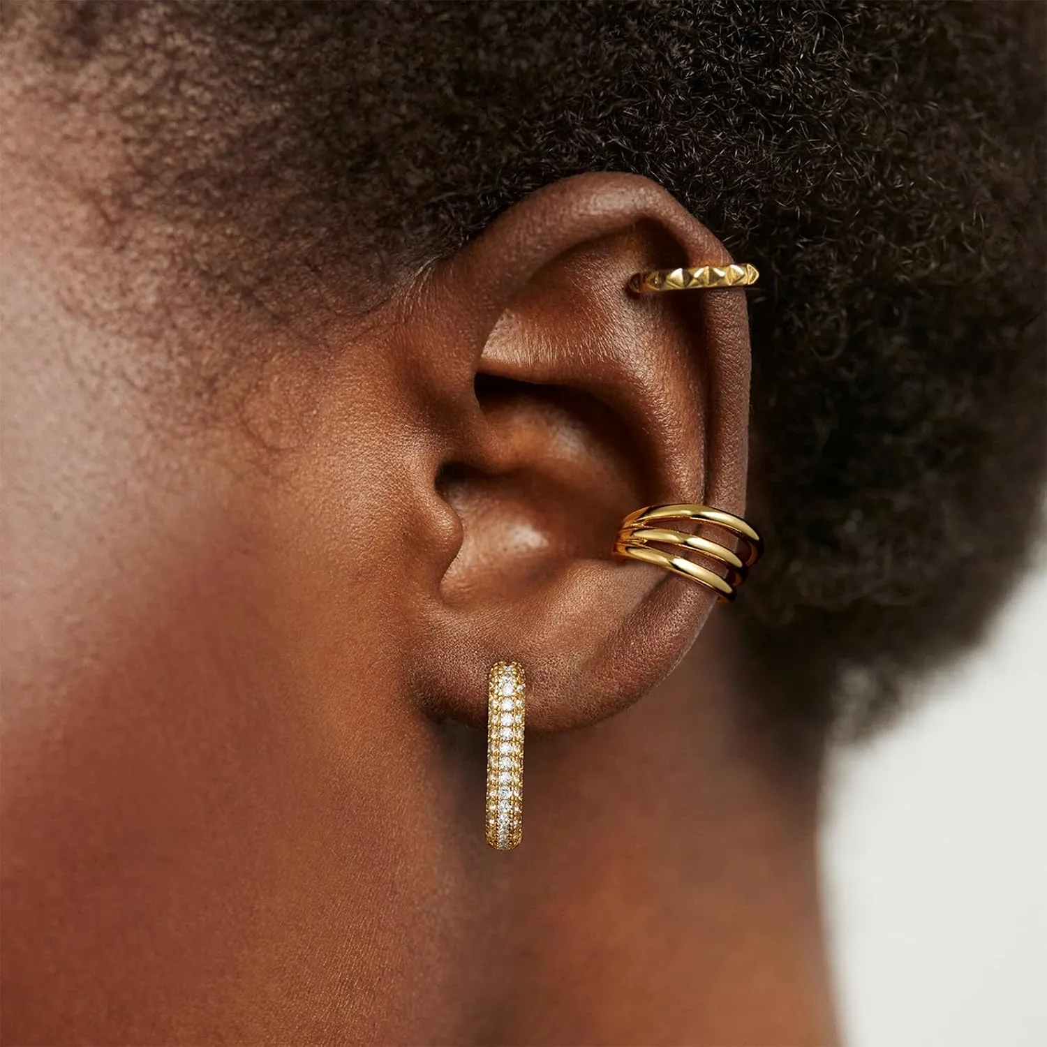 KissYan Ear Cuffs Earrings for Women, 14K Gold Plated Ear Cuff for Non-Pierced Clip On Cartilage Adjustable Open Hoop Earring Dainty Pave CZ Fashion Lightweight Jewelry Gifts