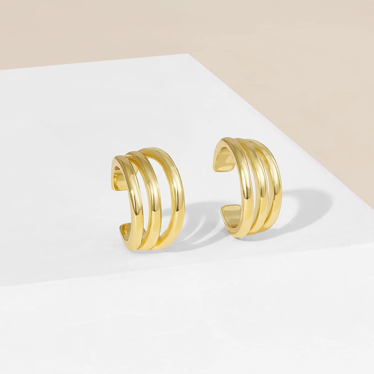 KissYan Ear Cuffs Earrings for Women, 14K Gold Plated Ear Cuff for Non-Pierced Clip On Cartilage Adjustable Open Hoop Earring Dainty Pave CZ Fashion Lightweight Jewelry Gifts