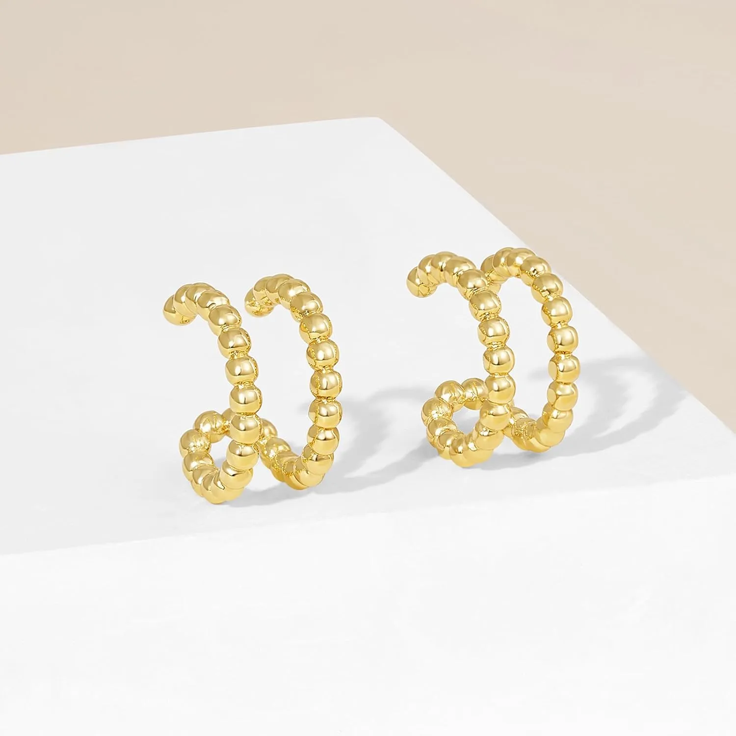 KissYan Ear Cuffs Earrings for Women, 14K Gold Plated Ear Cuff for Non-Pierced Clip On Cartilage Adjustable Open Hoop Earring Dainty Pave CZ Fashion Lightweight Jewelry Gifts