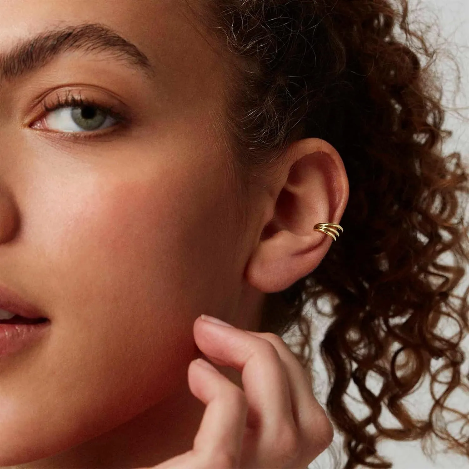 KissYan Ear Cuffs Earrings for Women, 14K Gold Plated Ear Cuff for Non-Pierced Clip On Cartilage Adjustable Open Hoop Earring Dainty Pave CZ Fashion Lightweight Jewelry Gifts