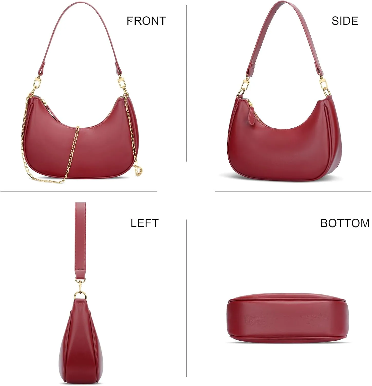 KKXIU Shoulder Bag for Women Small Purse Cute Clutch Hobo Handbag Trendy Crescent Bag