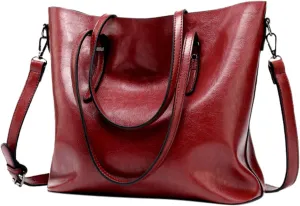 Ladies Bag Fashion Solid Color Vintage Metal Zipper Large Capacity Shoulder Handbags for Women Shoulder (Red, One Size)