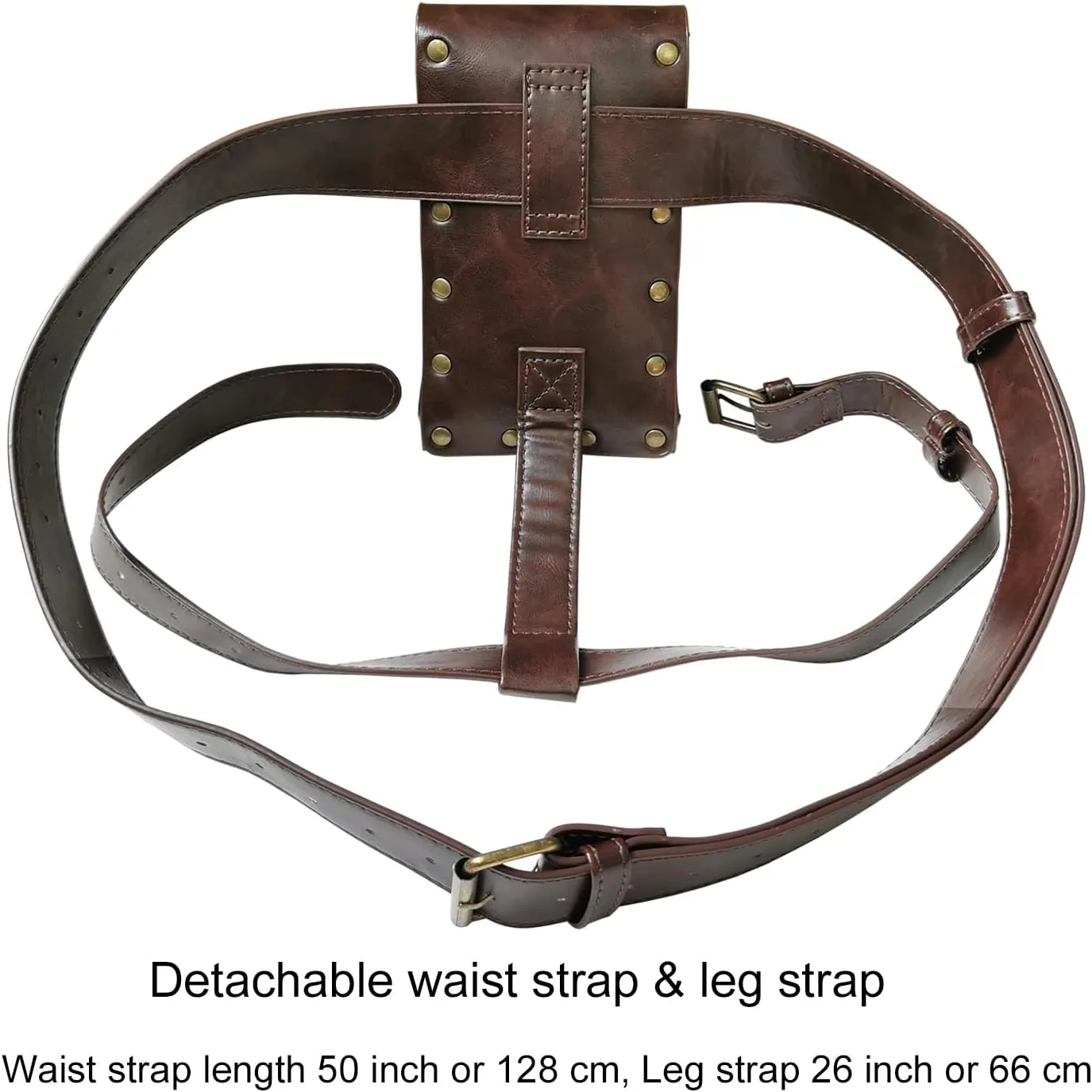 Larswon Renaissance Leg Harness Bag - Synthetic Leather Belt Bag for Women - Dark Coffee