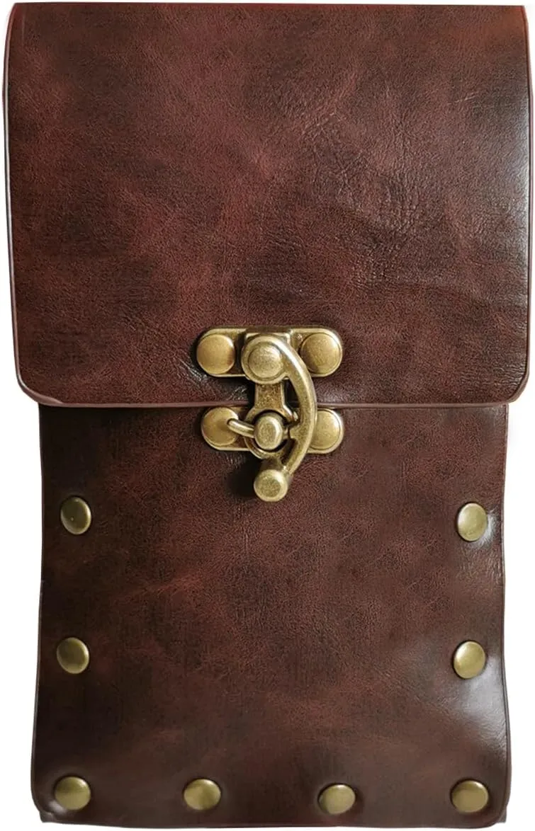 Larswon Renaissance Leg Harness Bag - Synthetic Leather Belt Bag for Women - Dark Coffee