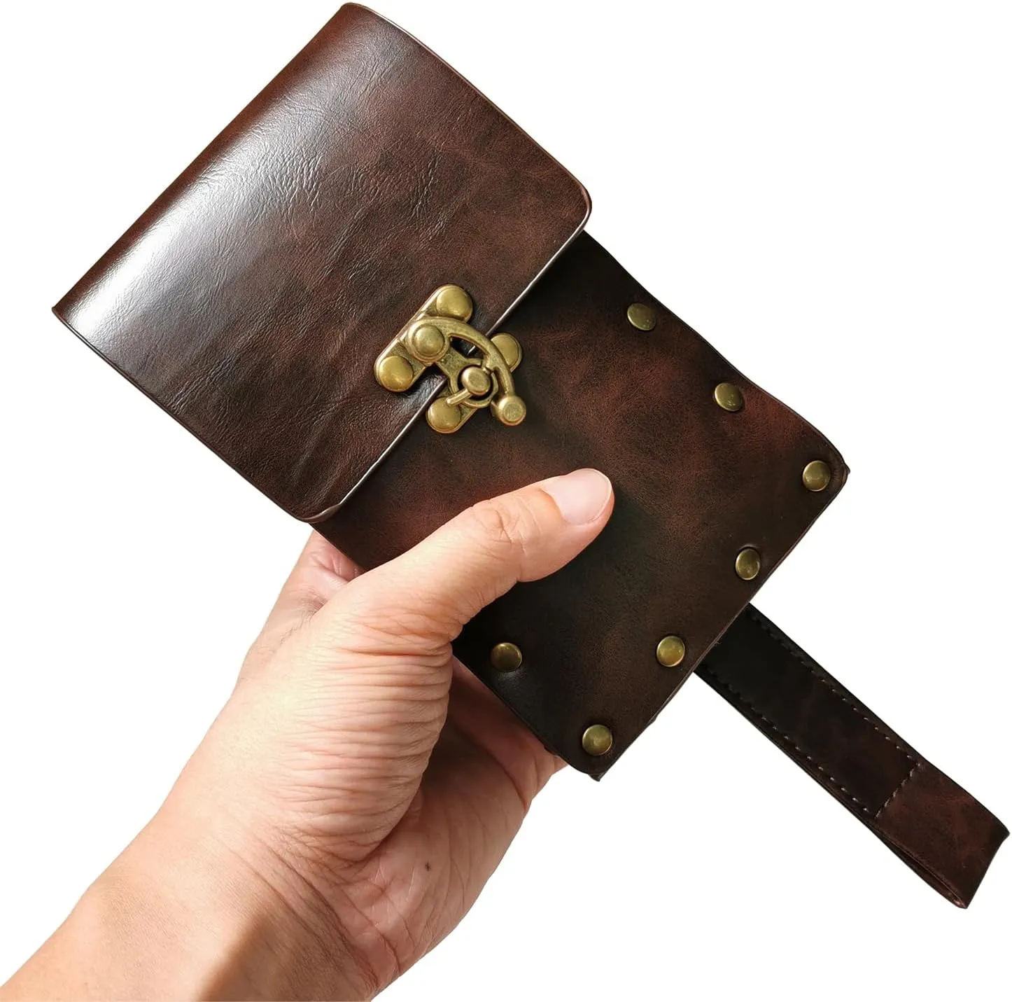 Larswon Renaissance Leg Harness Bag - Synthetic Leather Belt Bag for Women - Dark Coffee