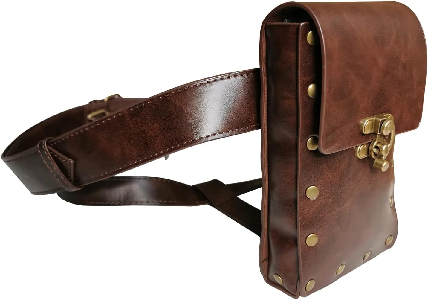 Larswon Renaissance Leg Harness Bag - Synthetic Leather Belt Bag for Women - Dark Coffee
