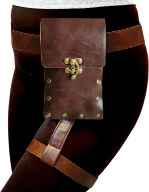 Larswon Renaissance Leg Harness Bag - Synthetic Leather Belt Bag for Women - Dark Coffee