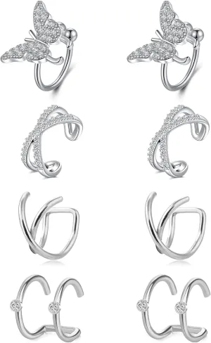 LAURITAMI Stainless Steel Ear Cuff Helix Cartilage Clip On Wrap Earrings Fake Nose Ring Non-Piercing Adjustable Men Women