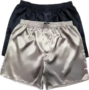 Lavenderi Men's Silk Satin Boxer Shorts, Pajama Shorts