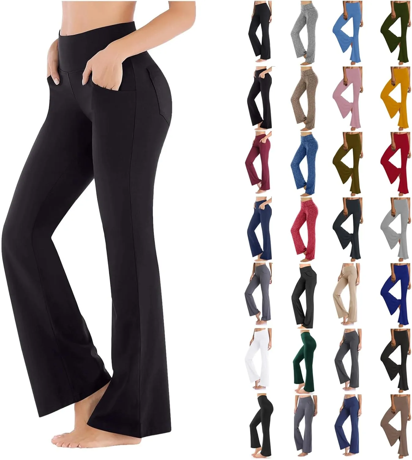 Leggings For Women Butt Lift Flare Wide Leg Workout Yoga Pants High Waist Seamless Running Bell Bottom Gym Trousers