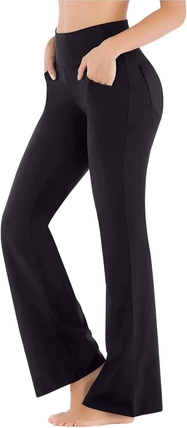 Leggings For Women Butt Lift Flare Wide Leg Workout Yoga Pants High Waist Seamless Running Bell Bottom Gym Trousers