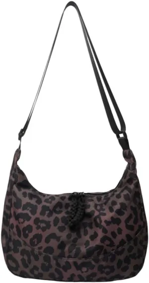 Leopard Print Messenger Bag for Women Canvas Slouchy Cheetah Print Hobo Shoulder Dumpling Bag Leopard Crossbody Bag