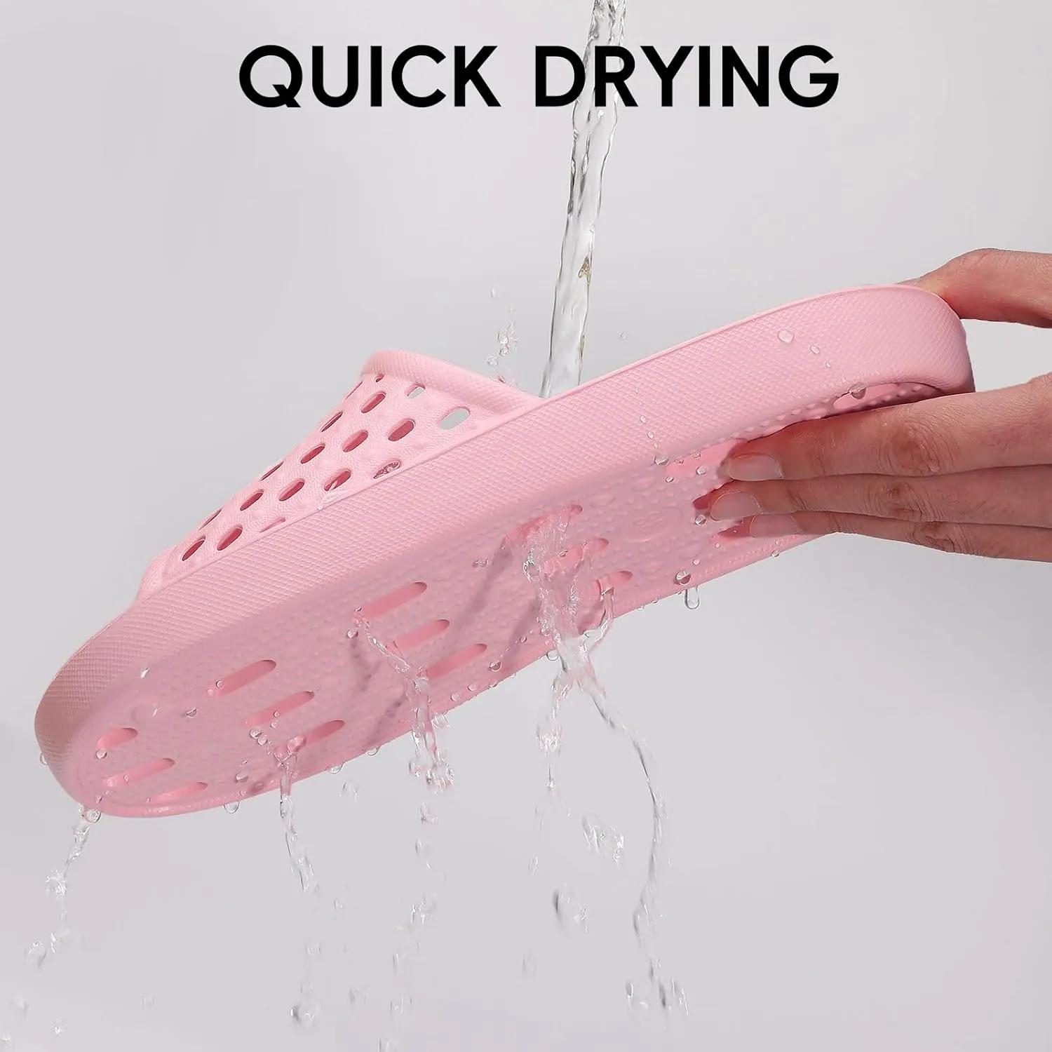 Litfun Shower Shoes for Women Non-Slip Quick Dry Shower Slippers Lightweight Pool Sandals with Drain Holes for College Dorm, Beach, Bathroom & Gym
