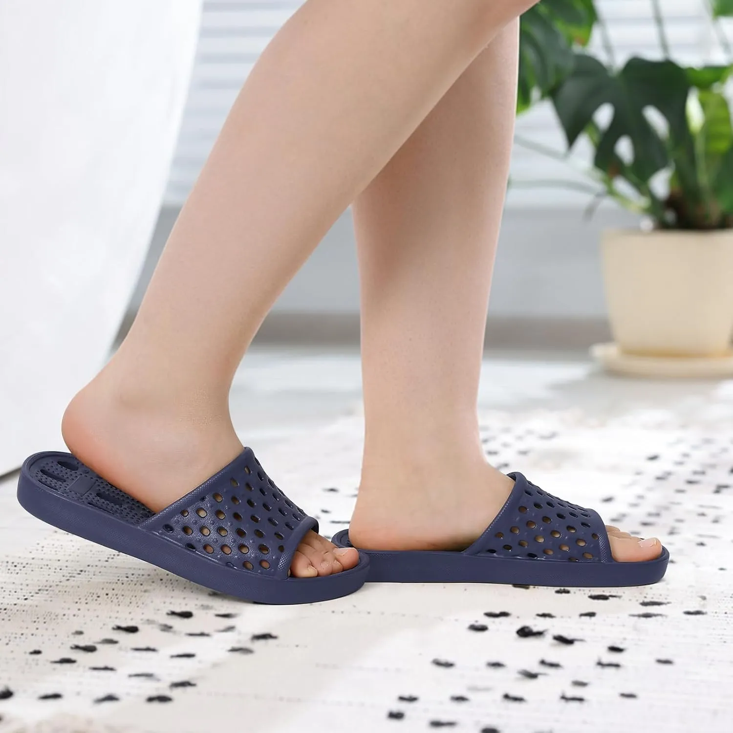 Litfun Shower Shoes for Women Non-Slip Quick Dry Shower Slippers Lightweight Pool Sandals with Drain Holes for College Dorm, Beach, Bathroom & Gym