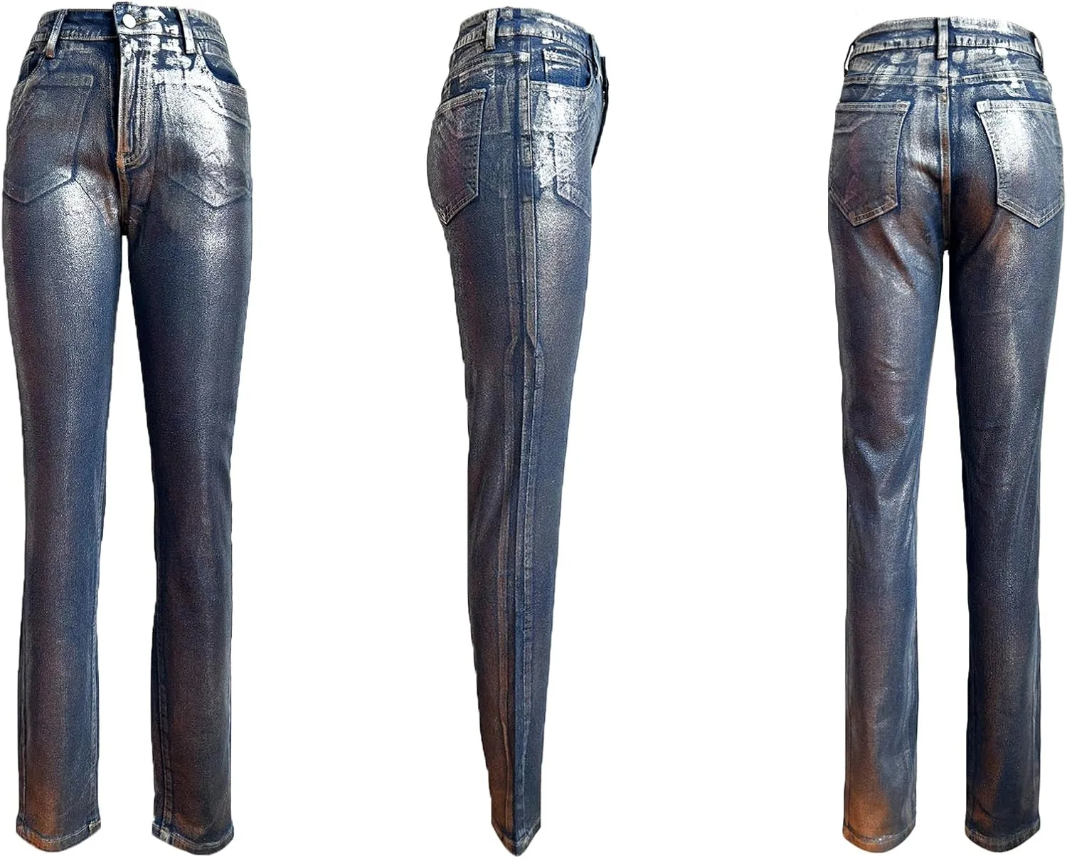 LKOUS Women's High Waist Stretchy Skinny Jeans,Trendy Slim Fit Denim Pants with Pockets