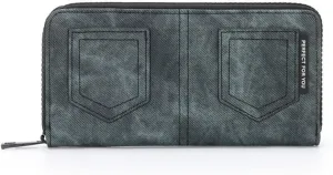 Long Wristlet Wallet For Men and Women, PU Leather Clutch with Phone Holder and Zipper Pocket, Denim Texture Purse