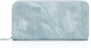 Long Wristlet Wallet For Men and Women, PU Leather Clutch with Phone Holder and Zipper Pocket, Denim Texture Purse