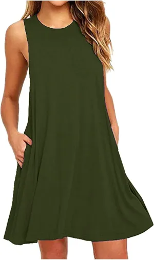 Loose Fit Tank Dresses for Women Summer Sleeveless Beach Dress Cute Mini Sundress 2025 Casual Short Dresses