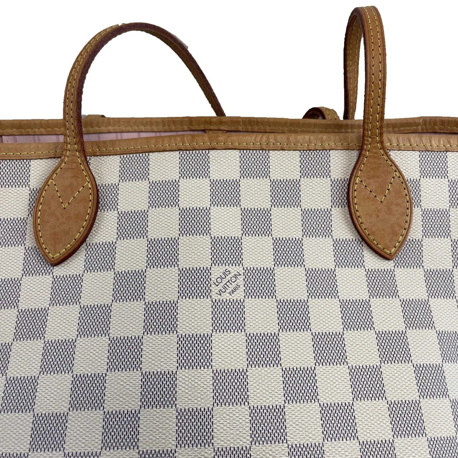 Louis Vuitton Neverfull MM Damier Azur W/Pouch White Handbag